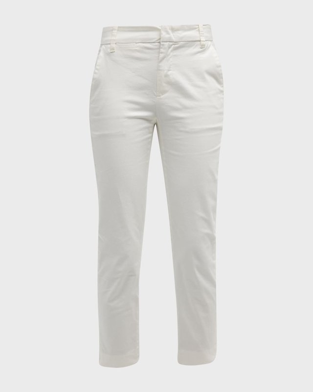Coin-Pocket Straight-Leg Cropped Chino Pants